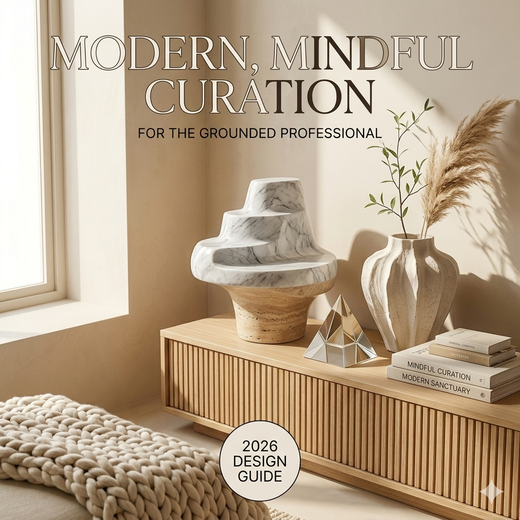 Onyx Design Guide: Modern, Mindful Curation for a serene sanctuary, featuring stacked marble decor and fluted textures.