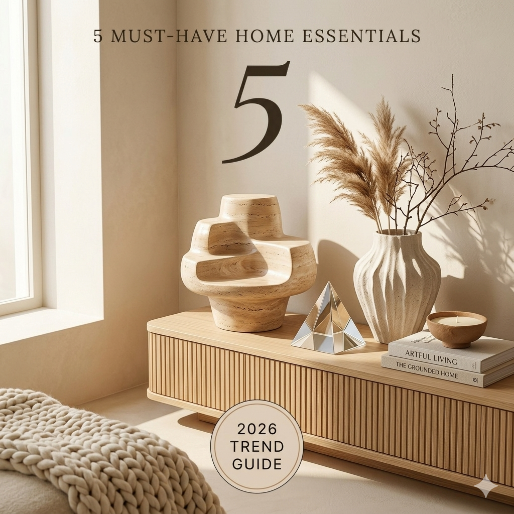 Onyx 2026 Trend Guide: 5 Essentials for a layered and tactile minimalist sanctuary, distinct from coffee table styling.
