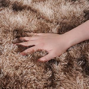 Rugs for Bedroom 4x6, Soft Shaggy Modern Shag Area Rug for Living Room, Upgrade Non-Slip Plush Fluffy Carpet for Kids Boys Girls Room Home Decor Aesthetic, Tie-Dyed Brown