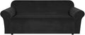 H.VERSAILTEX Stretch Velvet Sofa Covers for 3 Cushion Couch Covers Furniture Protector Soft with Non Slip Elastic Bottom, Crafted from Thick Comfy Rich Velour (Large Sofa 90"-97", Black)