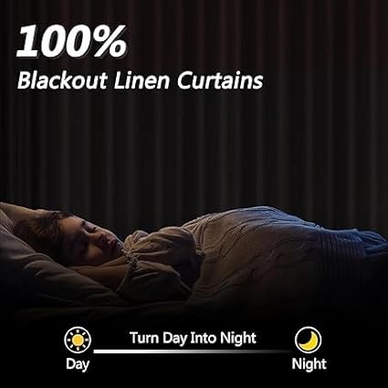 Guken Red 100% Blackout Linen Curtains 120 Inch Length 2 Panels Set for Living Room Bedroom Back Tab/Rod Pocket Thermal Insulated Black Out Drapes Room Darkening Window Curtains,52x120