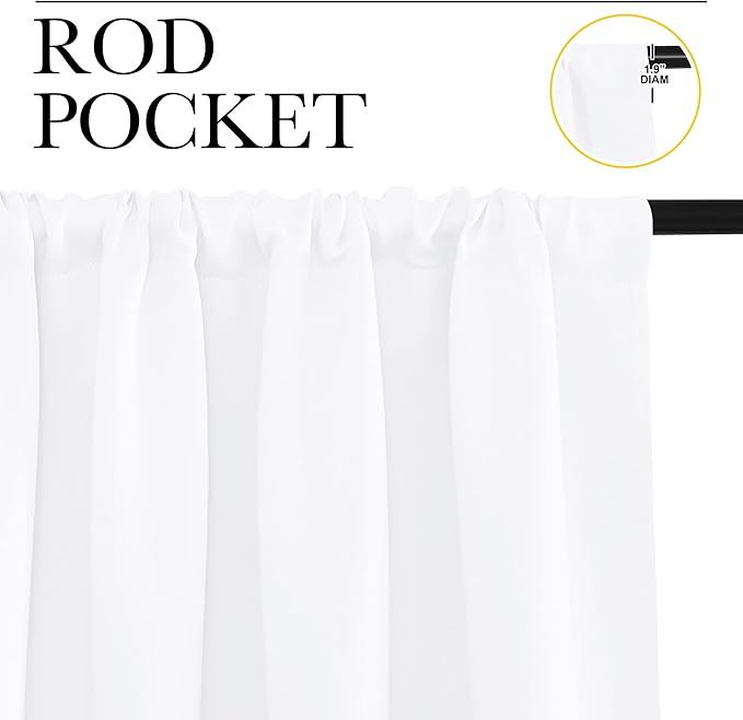 NICETOWN RV Curtains for Camper Windows, White Curtains for Kitchen Window, Home Decoration Light Filtering Drapes for Small Window (34" Wide by 30" Long, 1 Pair)