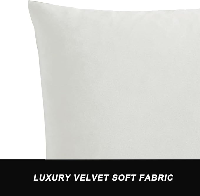 GIGIZAZA Decorative Throw Pillow Covers 16x16,Set of 2 White Square Couch Pillow Covers,Velvet Sofa Boho Cushion Pillows