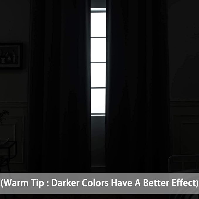 Yakamok Blackout Curtains Room Darkening Thermal Insulated Window Panels,Solid Grommet Top Drapes for Bedroom/Living Room(62Wx72L, Purple, 2 Panels)