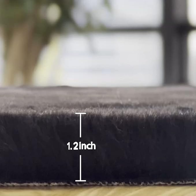 ORINOVA Black Washable Area Rugs 6x9 Rugs for Living Room Faux Rabbit Fuzzy Fur Rug for Bedroom Nursery Rugs Room Décor