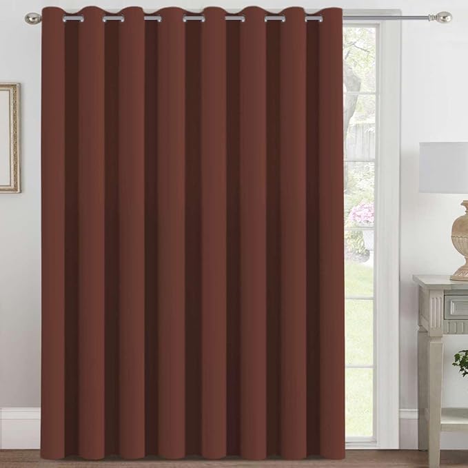 H.VERSAILTEX Blackout Patio Curtains 100 x 84 Inches for Sliding Door Extral Wide Blackout Curtain Panels Thermal Insulated Room Divider - Grommet Top, 7' Tall by 8.5' Wide - Rust