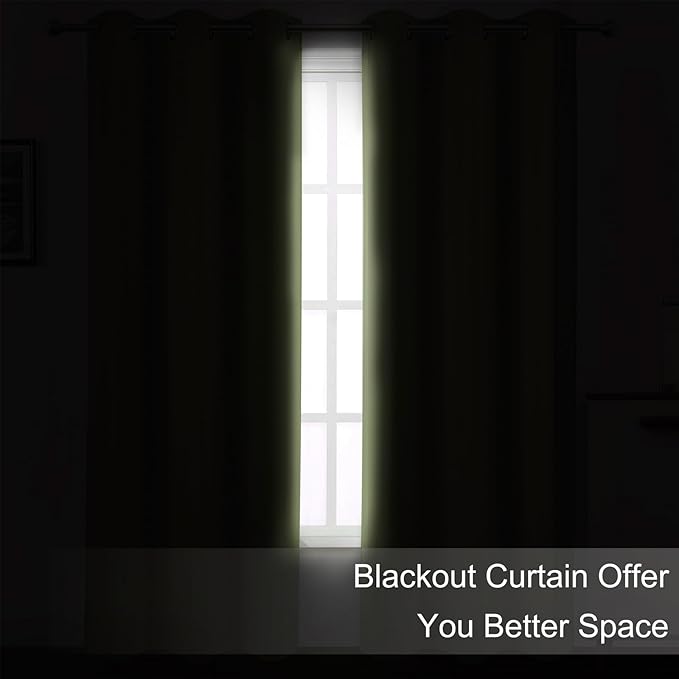LEMOMO Sage Green Blackout Curtains 66 x 63 Inch Length/Set of 2 Curtain Panels/Thermal Insulated Room Darkening Blackout Curtains for Bedroom