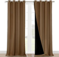 NICETOWN Full Shading Curtains for Windows, Gold Brown, Pack of 2, 52 inches W x 95 inches L, Super Heavy-Duty Black Lined Blackout Curtains for Bedroom, Privacy Assured Window Treatment