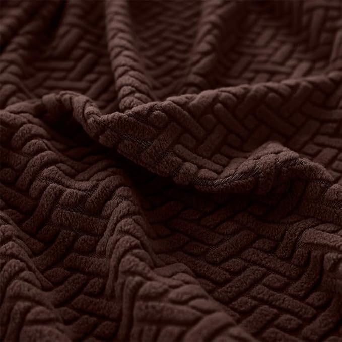 Couch Covers for 2 Cushion Sofa Pet Friendly Couch Cushion Covers Universal Sofa Covers Washable Stretch Slipcovers for Sectional Sofa (Texture Brown, Large Double Seat Cover)