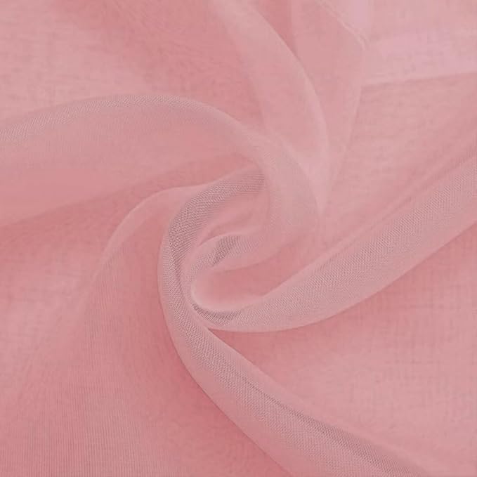 SpaceDresser Sheer Voile Window Treatment Rod Pocket Curtain Panels for Kitchen Bedroom Living Room Drapes Sunlight Filtering Privacy Semi Home Decor Assorted Colors Sizes (Blush, 52 W x 84 L)