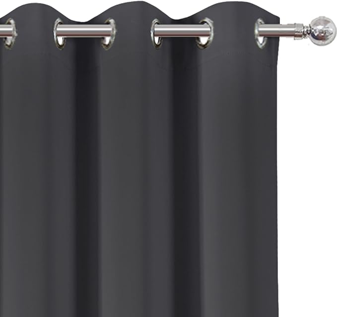 LEMOMO Dark Grey Blackout Curtains/38 x 54 Inch/Set of Two Panels Grommet Living Room Curtains