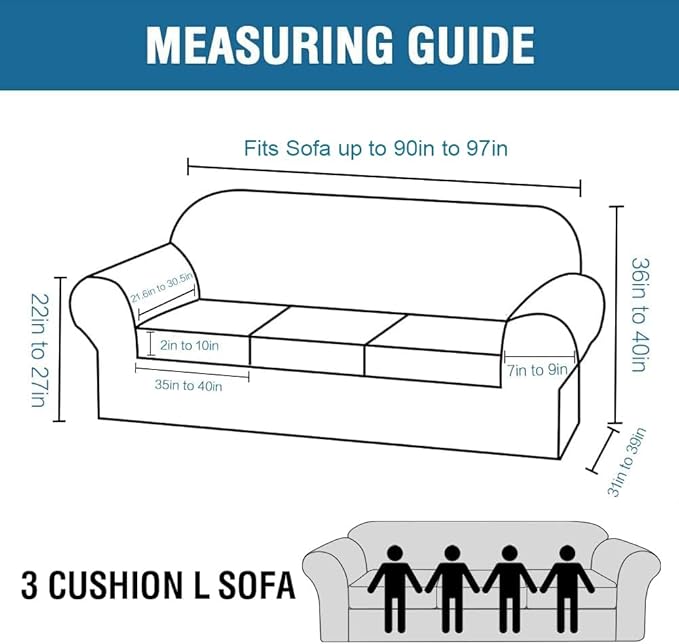 H.VERSAILTEX High Stretch Sofa Slipcover 4 Piece Cover Velvet Furniture Protector Form Fit Thick Velvet Extra Large Sofa Cover for 3 Cushion Couch Width Up to 97 Inch (Large Sofa, Bronze Brown)
