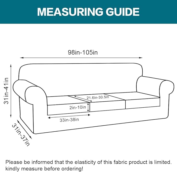 Turquoize 4 Piece Sofa Covers for 3 Cushion Couch Sofa Slipcover Soft Couch Cover for Dogs-Washable Sofa Furniture Covers with 3 Individual Large Cushion Covers (XL Sofa, Rust)