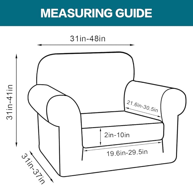 Turquoize 2 Piece Chair Covers Chair Slipcovers for Living Room Armchair Couch Cover Chair Sofa Cover with Individual Cushion Covers Furniture Cover for Chairs Feature Thick Fabric (Chair, Deep Teal)