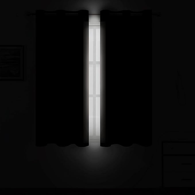 LEMOMO Light Beige Blackout Curtains/52 x 45 Inch Length Kids Curtains/Set of 2 Panels Grommet Bedroom Curtains for Living Room