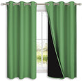 NICETOWN 100% Blackout Short Curtains with Black Liners, 2 Panels, 37" W by 40" L, Forest Green, Solid Thermal Insulated Full Blackout 2-Layer Lined Drapes, Energy Efficiency Window Drapes for Bedroom