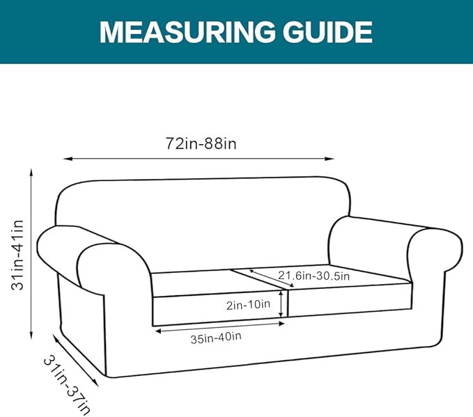 Turquoize 3 Piece Sofa Covers for 2 Cushion Couch Sofa Slipcover Soft Couch Cover for Dogs-Washable Sofa Furniture Covers with 2 Individual Cushion Covers (2 Cushion Sofa, Burgundy)