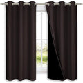NICETOWN 100% Blackout Short Curtains with Black Liners, 2 Panels, 37" W by 40" L, Toffee Brown, Solid Thermal Insulated Full Blackout 2-Layer Lined Drapes, Energy Efficiency Window Drapes for Bedroom