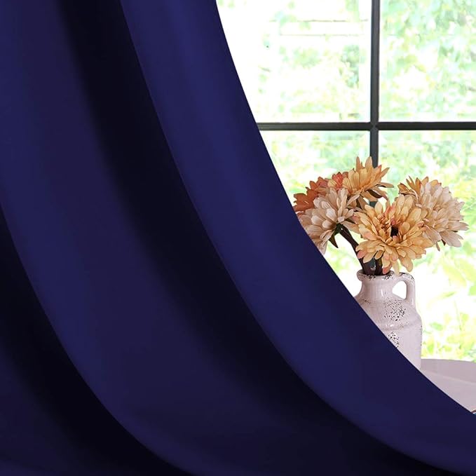 NICETOWN Royal Blue Blackout Draperies Curtains, All Season Thermal Insulated Solid Grommet Top Blackout Curtains/Drapes for Kid's Room (1 Pair, 42 x 45 Inch in Royal Blue)