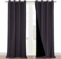 NICETOWN 100% Blackout Blinds, Set of 2, 46" x 102", Greyish Purple, Laundry Room Decor Window Treatment Curtains for Large Patio Sliding Door, Thermal Insulated Curtains for Bedroom