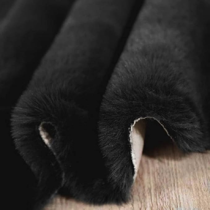 ORINOVA Fluffy Black Fuzzy Faux Rabbit Washable Shaggy Fur Rug for Living Room Bedroom Rugs Runners Rugs for Hallway 2x10 Nursery Rug
