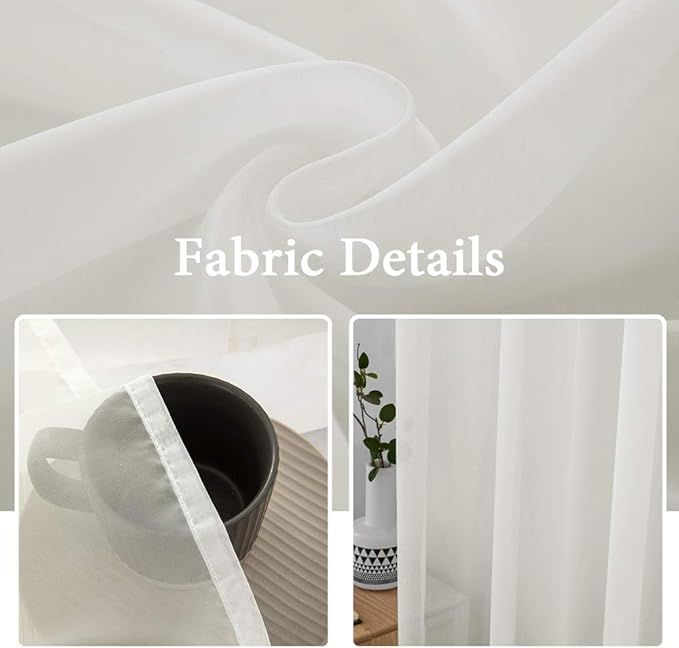 MIULEE Ivory Window Sheer Curtains for Bedroom Living Room Solid Elegant Net Drapes 2 Panels Width 38 x Length 45 Inches