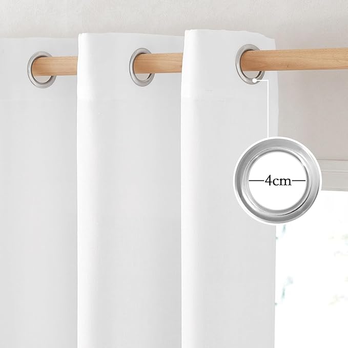 NICETOWN Thick White Linen Bedroom Curtains for 63 inches Long, Grommet Privacy Added Linen Weave Window Treatments with Light Filtering Drapes for Nursery, 2 Panels, W42 x L63