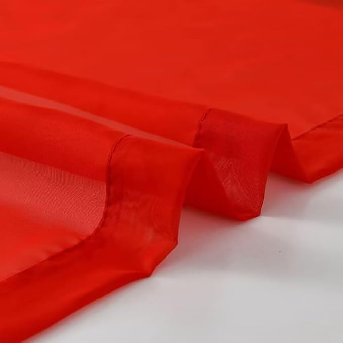 SpaceDresser Basic Rod Pocket Sheer Voile Window Curtain Panels White 1 Pair 2 Panels 38 Width 84 Inch Long for Kitchen Bedroom Children Living Room Yard(Red,38 W x 84 L)
