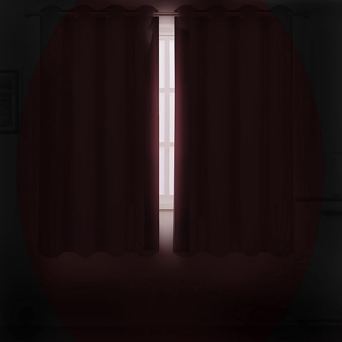 LEMOMO Red Thermal Blackout Curtains/52 x 72 Inch/Set of 2 Panels Room Darkening Curtains for Bedroom