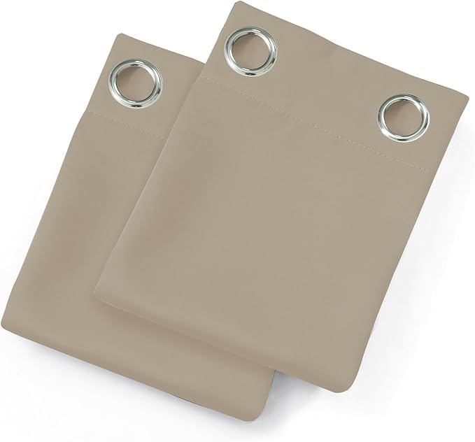 LEMOMO Khaki Thermal Blackout Curtains/52 x 45 Inch/Set of 2 Panels Room Darkening Curtains