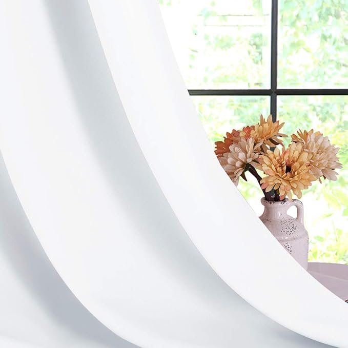 NICETOWN White Curtains 80 inch Length 2 Panels Set for Living Room, W34, Thermal Insulated Window Treatment Grommet 50% Room Darkening for Bedroom