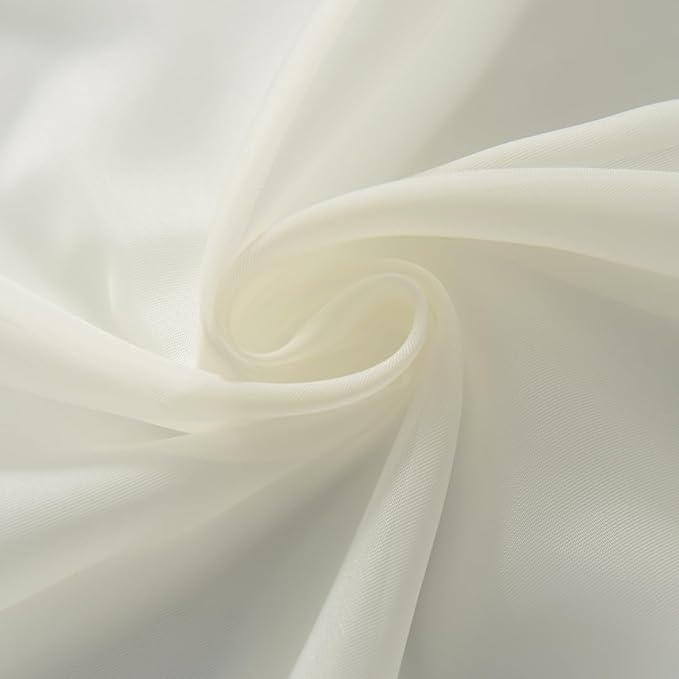 SpaceDresser Ivory Sheer Curtains 4 Panels Rod Pocket Semi-Sheer Curtain 63 Inches Long Light Filtering Voile Window Drapes for Bedroom Living Room Kitchen, Each 52W x 63L