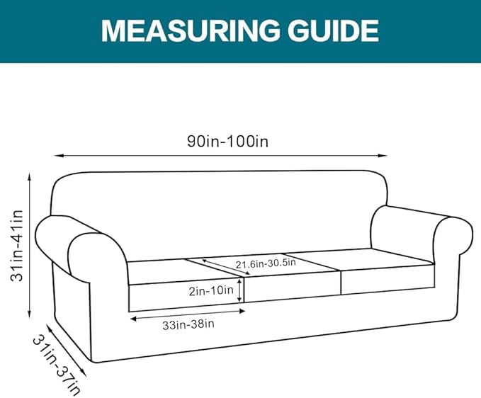 Turquoize 4 Piece Sofa Covers for 3 Cushion Couch Sofa Slipcover Soft Couch Cover for Dogs Washable Furniture Cover with 3 Individual Large Cushion Covers Feature Fabric (Large Sofa, Taupe)