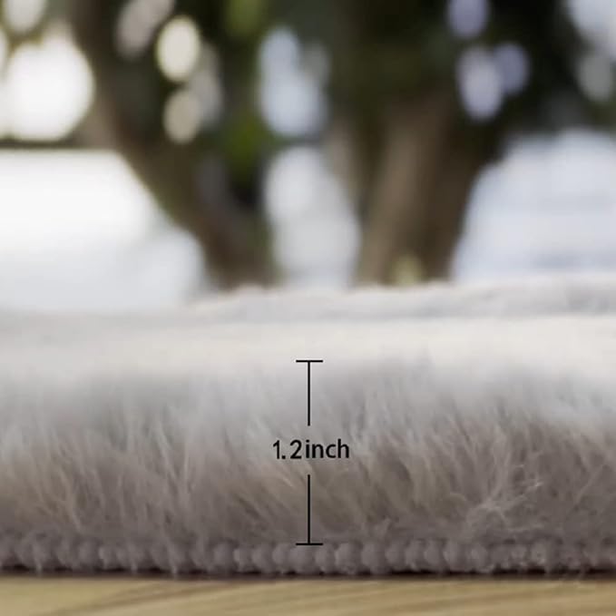 ORINOVA Fuzzy Grey Fluffy Washable Runner Rugs for Hallway 2x10 Plush Faux Rabbit Furry Fur Rugs for Bedroom Living Room Home Décor