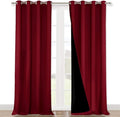 NICETOWN Cold Blocking Curtains, Truly Blackout Drapes, Heavy-Duty Full Light Shading Curtain Set with Black Liner Backing for Villa/Hall/Dorm（Burgundy Red, Set of 2, 52 inches Wide x 95 inches Long