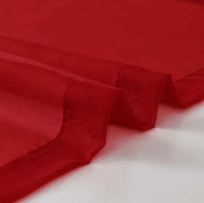 SpaceDresser Christmas Red Sheer Curtains 4 Panels Rod Pocket Semi-Sheer Curtain 108 Inches Long Light Filtering Voile Window Drapes for Bedroom Living Room Kitchen, Each 52W x 108L