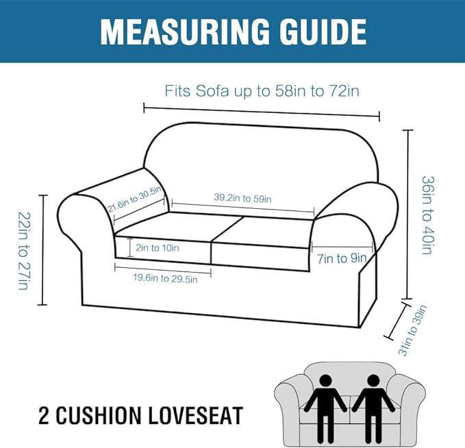 H.VERSAILTEX Real Velvet Plush 3 Piece Stretch Sofa Covers Couch Covers for 2 Cushion Couch Loveseat Covers Width Up to 72 Inch Feature Thick Soft Stay in Place (Medium Sofa, Brown)