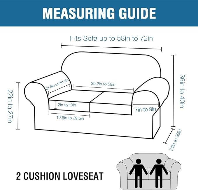 H.VERSAILTEX Real Velvet Plush 3 Piece Stretch Sofa Covers Couch Covers for 2 Cushion Couch Loveseat Covers Width Up to 72 Inch Thick Stay in Place (Medium Sofa, Caramel)