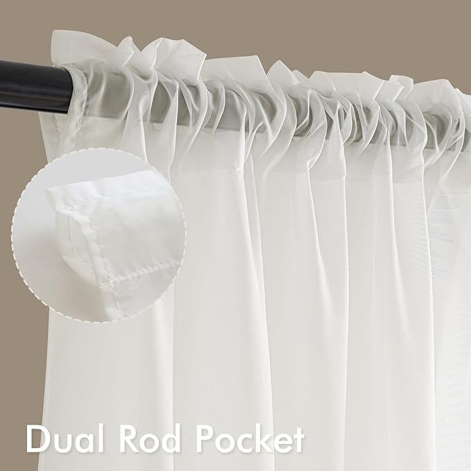 MIULEE Ivory Sheer Curtains 84 Inches Long, 4 Panels Set, Light Filtering Rod Pocket Voile Drapes for Living Room and Bedroom, Airy Soft Fabric Window Treatments, 54 x 84 Inches