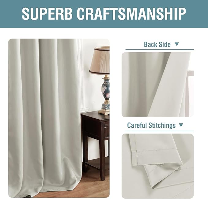 H.VERSAILTEX Light Blocking Curtain for Living Room Thermal Insulated Window Treatment Panel/Drape for Dining Room, Elegant Soft Curtain for Bedroom Grommet Top One Panel (Ivory - 52x102 Inches)
