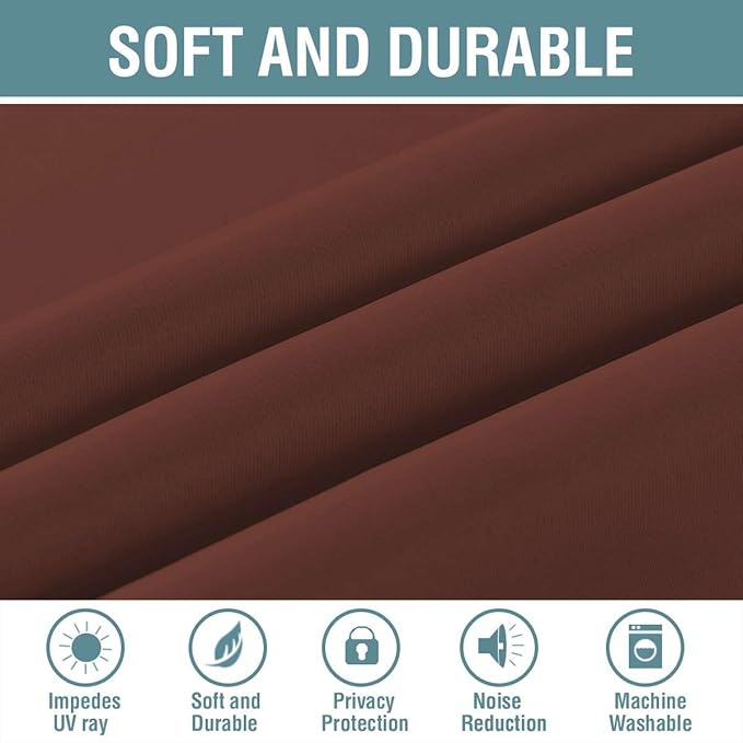 H.VERSAILTEX Blackout Curtain for Living Room Thermal Insulated Window Treatment Curtain Extra Long 108 inch Length Energy Saving Solid Grommet Top Blackout Drape, One Panel, Rust, 52" W x 108" L