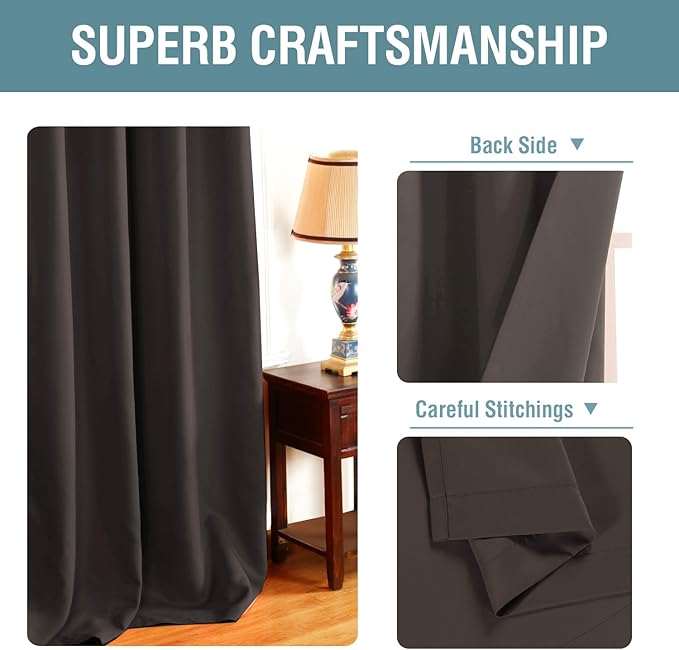 H.VERSAILTEX Living Room Curtains 96 Inches Long Christmas Deals Blackout Drapes Thermal Insulated Grommet Extra Long Curtains for Patio Sliding Glass Door, Chocolate Brown - 1 Panel, 52" W x 96" L