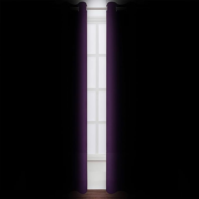 LEMOMO Purple Thermal Blackout Curtains/52 x 108 Inch/Set of 2 Panels Room Darkening Curtains for Bedroom