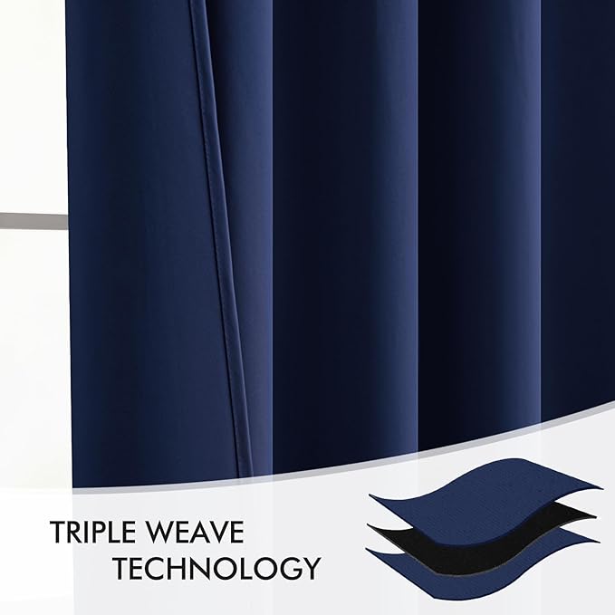 MIULEE Navy Blue Back Tab Blackout Curtains 84 Inch Length 2 Panels Set for Living Room Bedroom Privacy, Rod Pocket/Pinch Pleat Thermal Insulated Room Darkening Pleated Light Blocking Drapes