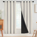 SimpleHome 100% Blackout Curtains for Bedroom,Thermal Insulated Cream Grommet Window Drapes Room Darkening Curtains for Living Room with Black Back,52 x 72 Inch,2 Panels