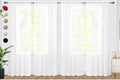 SpaceDresser Sheer White Curtains 4 Panels Rod Pocket Semi-Sheer Curtain 63 Inches Long Light Filtering Voile Window Drapes for Bedroom Living Room Kitchen, Each 52W x 63L