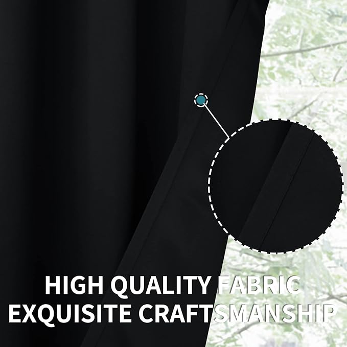BGment Blackout Curtains for Living Room - Grommet Thermal Insulated Room Darkening Curtains for Bedroom, 2 Panels of 52 x 95 Inch, Black