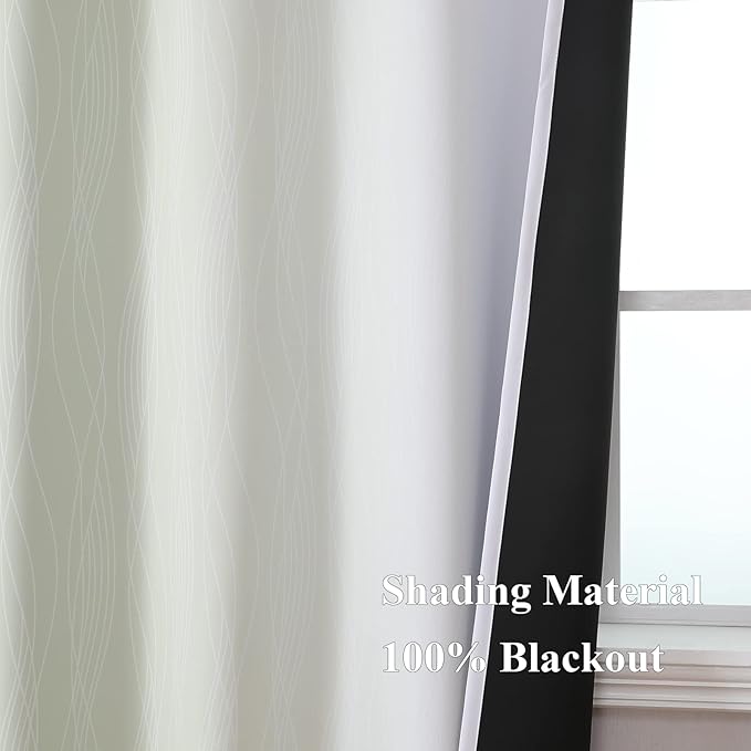 Estelar Textiler Sage Green and Greyish White Gradient Blackout Curtains for Bedroom, Thermal Insulated Ombre Blackout Drapes, Light Blocking Energy Saving Curtains for Living Room,52Wx96L,2 Panels