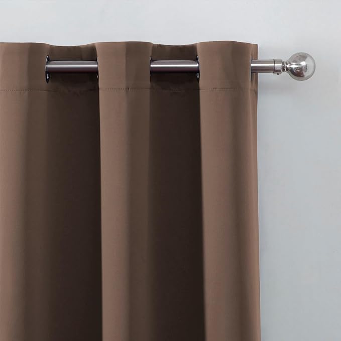 LEMOMO Chocolate Brown Blackout Curtains 42 x 54 Inch Length Set of 2 Panels Grommet Bedroom Curtains for Living Room