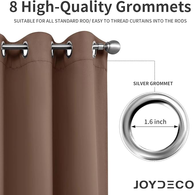 Joydeco Blackout Curtains 84 inches Long 2 Panels Set, Thermal Insulated Long Curtains & Drapes 2 Burg, Room Darkening Grommet Drapes for Bedroom Living Room Windows (W42 x L84 Inch, Brown)
